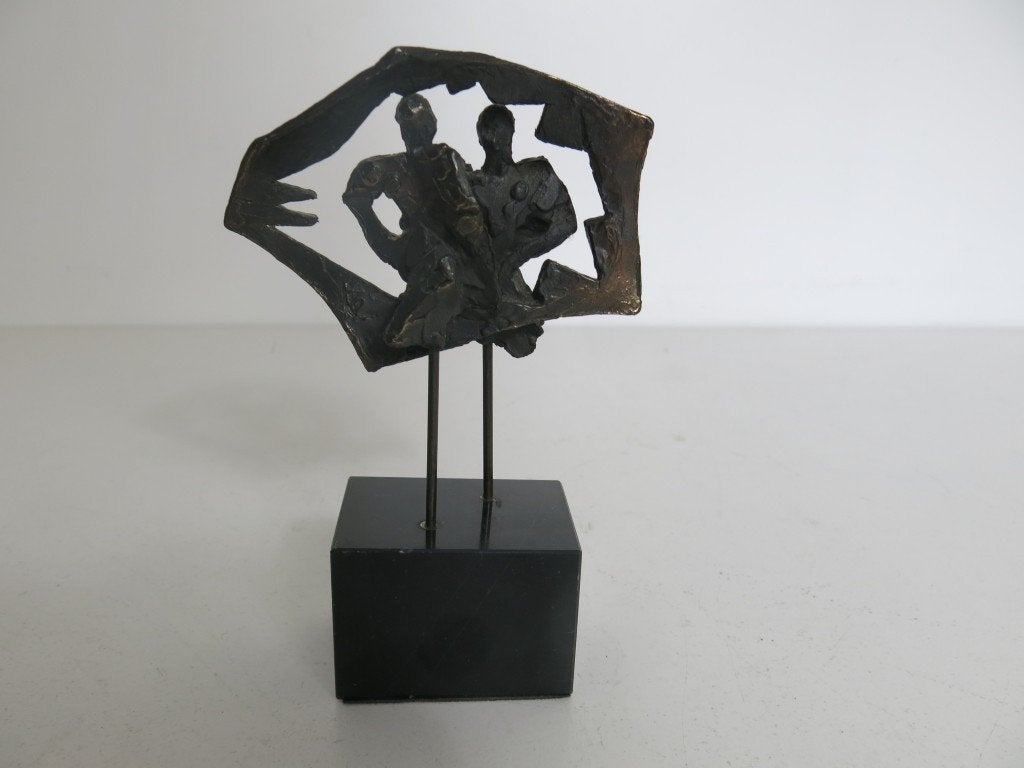 Bronzen sculptuur Bernadette Leijdekkers Spiegelbeeld, Ophalen of Verzenden, Beeld, Zwart