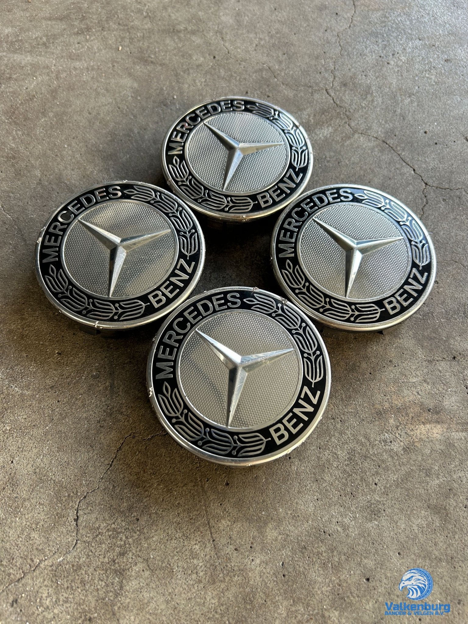 ORIGINELE Mercedes Benz naafkap naafdop set Zwart chroom, Autos : Divers, -, -, Utilisé, -