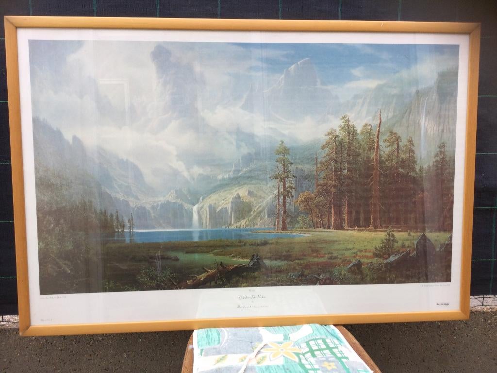 Albert Bierstadt reproductie van een olieverfschilderij, Enlèvement, Comme neuf, 75 à 100 cm, Peinture