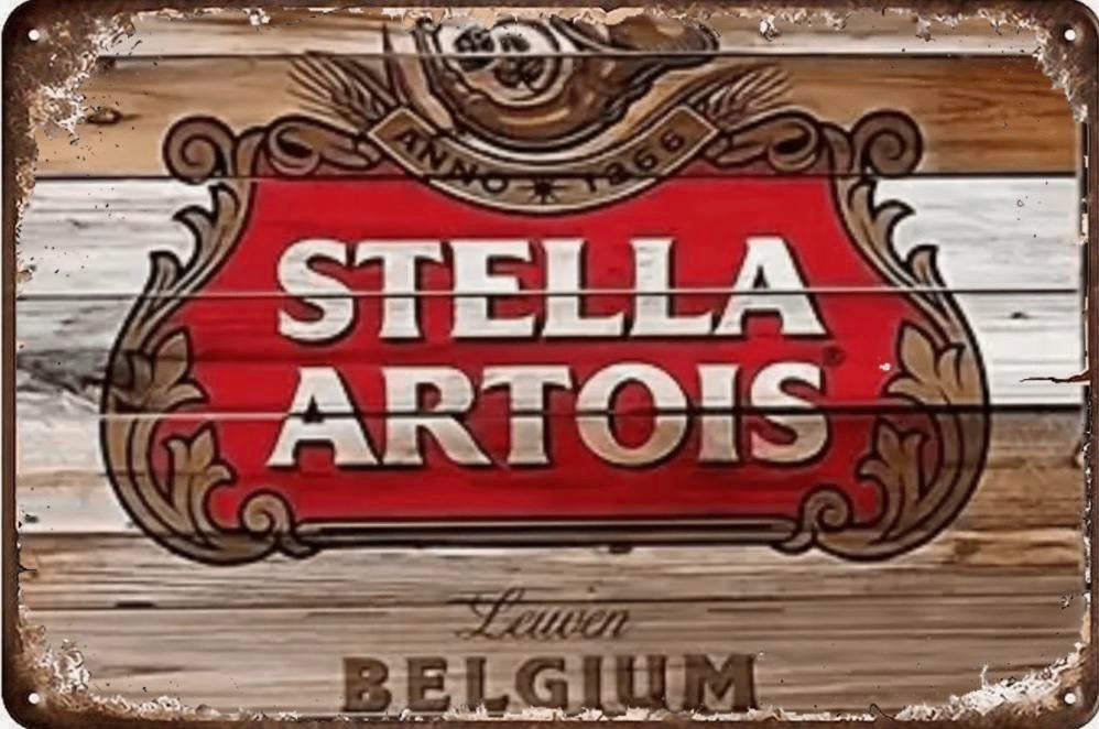 Metalen reclamebord Stella Artois 2 - retro vintage mancave, Verzamelen, Biermerken, Ophalen of Verzenden, Nieuw, Reclamebord, Plaat of Schild