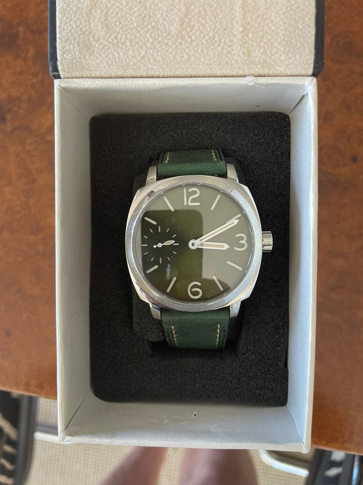 Montre, stérile mécanique à remontage Manuel., Handtassen en Accessoires, Horloges | Heren, Leer, Staal, Polshorloge, Zo goed als nieuw
