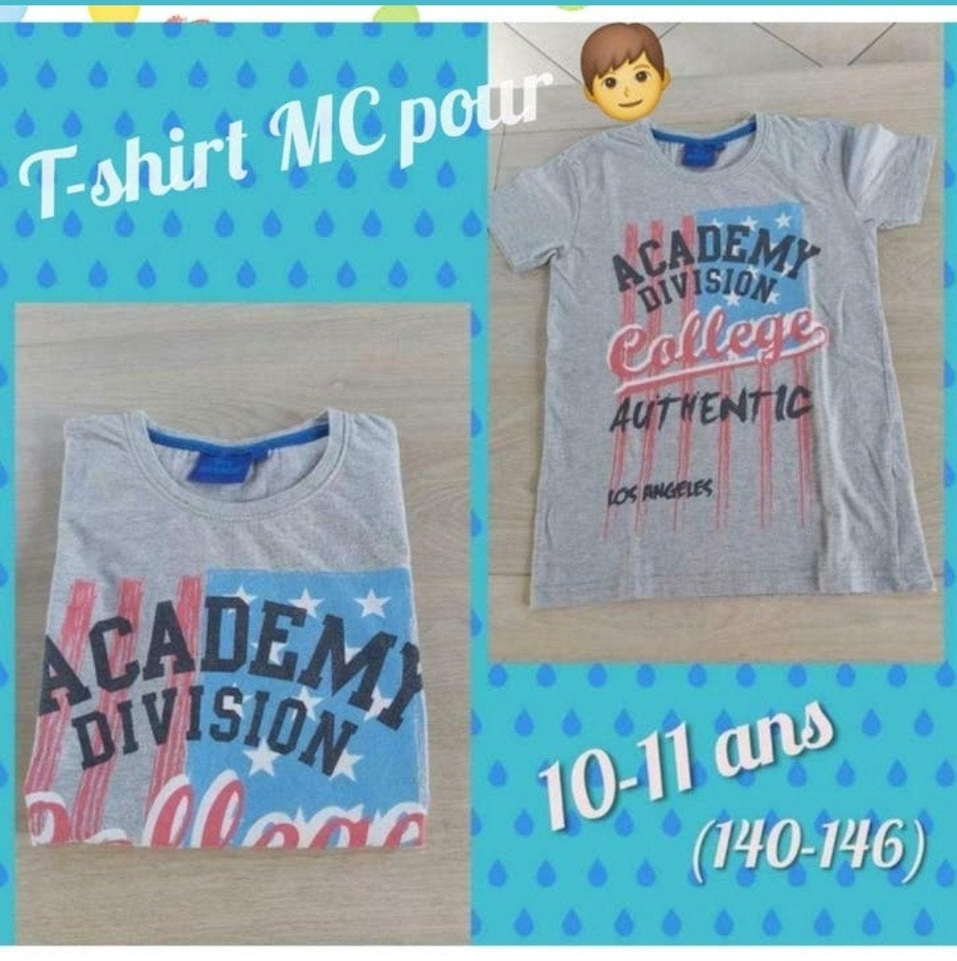 T-shirt MC pour garçon -gris avec motifs-T.10-11 ans, Enlèvement ou Envoi, Utilisé, Garçon