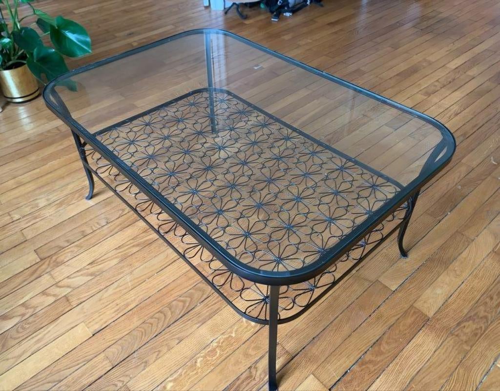 Klingsbo salontafel metaal en glas Ikea zwarte bloemen, Huis en Inrichting, Tafels | Salontafels, Glas, Metaal, Ophalen