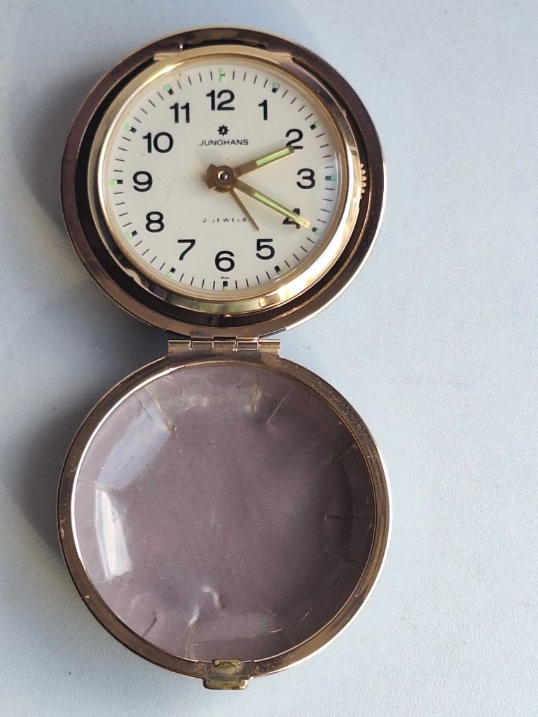 Joli ancien réveil de voyage Junghans, Antiquités & Art, Enlèvement ou Envoi