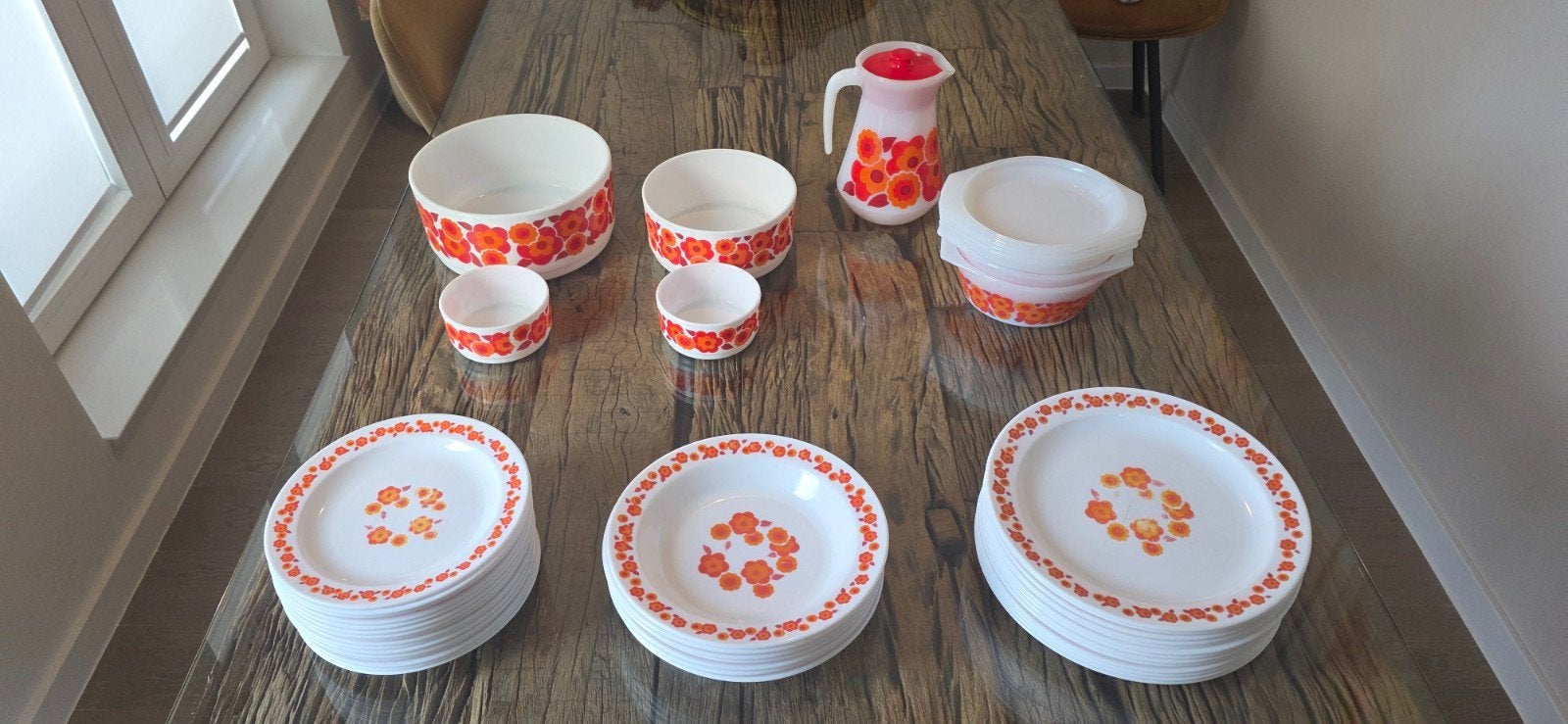 Arcopal servies Lotus oranje bloem, Antiek en Kunst, Ophalen