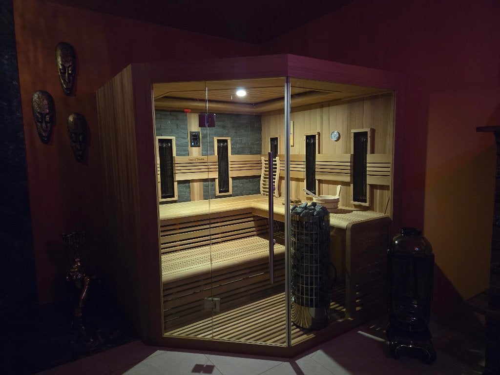 ​Prachtige Hoogwaardige Combisauna (6 pers.) Perfecte staat, Ophalen, Zo goed als nieuw, Infrarood, Complete sauna
