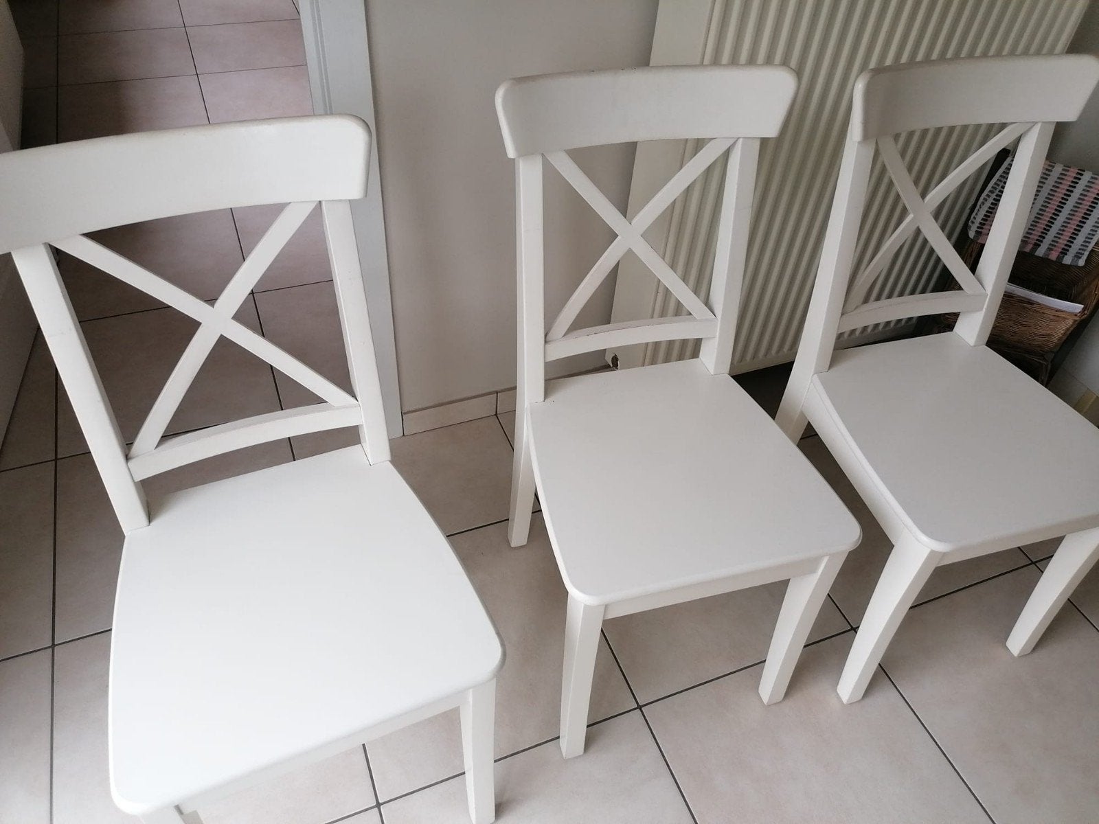 3 stoelen Ikea, ingolf, Huis en Inrichting, Stoelen, Ophalen, Gebruikt, Drie, Wit