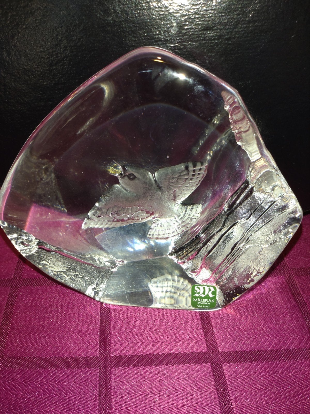 Glassculptuur Mats Jonasson Zwaluw, Ophalen