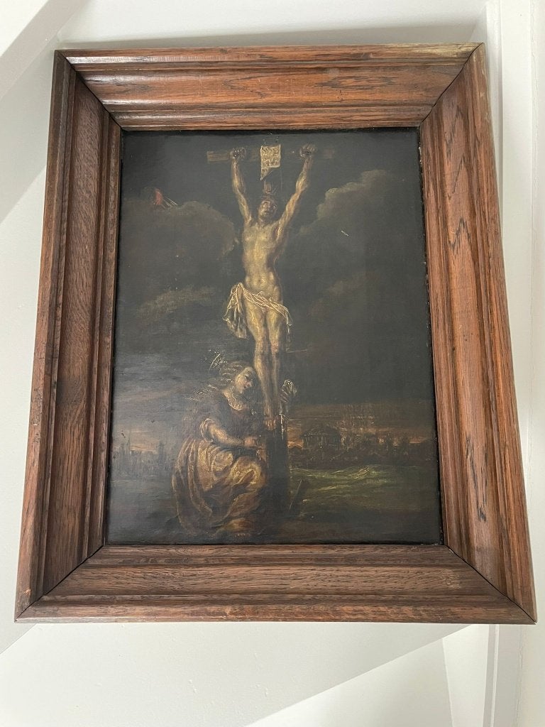 Schilderij - Kruisiging, Antiquités & Art, Portrait ou Personnes, Peinture à l'huile, Enlèvement, Toile
