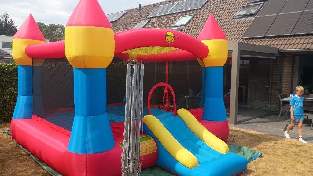 Groot Springkasteel happy hop 380x380, Ophalen, Zo goed als nieuw, Feestartikel