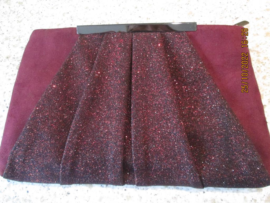 Sac à main, pochette de soirée avec partie scintillante, Enlèvement, Neuf, Rouge, Sac à main