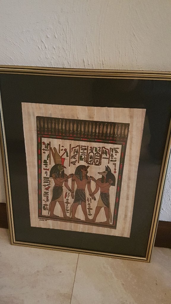 Kunst : Mooie Papyrus art : Diverse kaders, Antiquités & Art, Art | Art non-occidental, Enlèvement, Autres types, Encadré