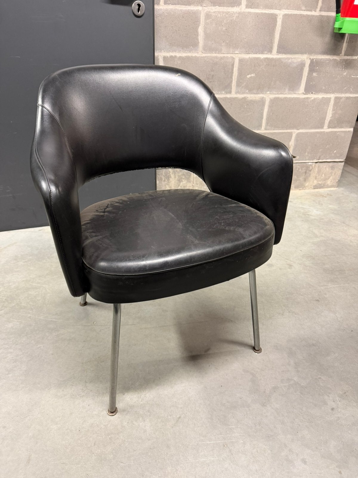 Vintage Lederen Stoel - Saarinen, Ophalen, Gebruikt, Zwart, Vintage