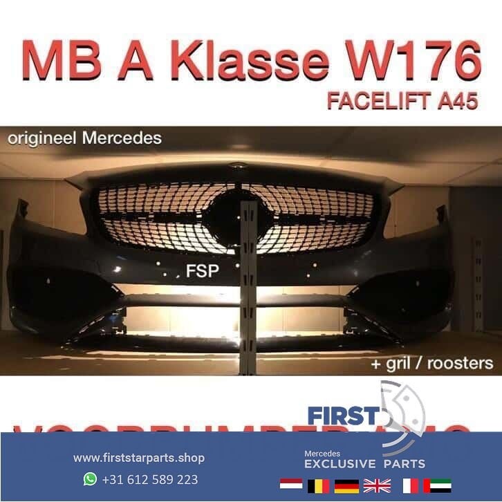 W176 Facelift AMG Voorbumper Mercedes A Klasse + diamant gri, Utilisé, -, Avant, -