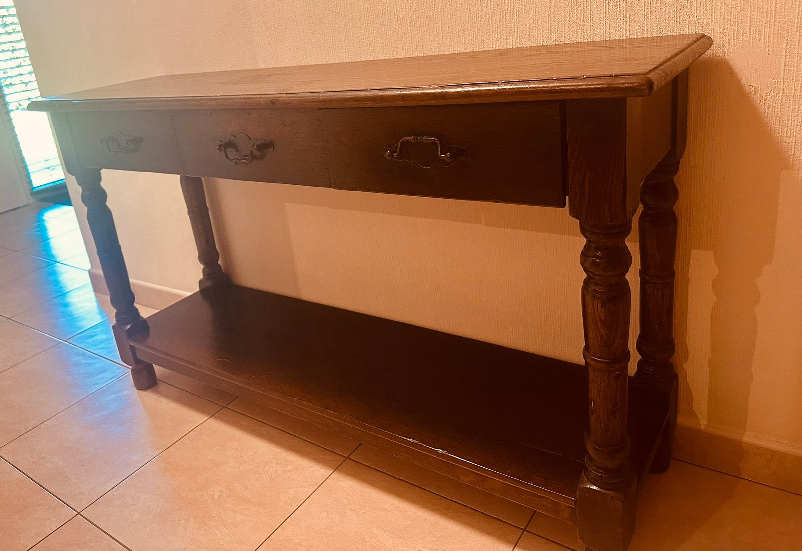 Massief eiken halkast of sidetable, Enlèvement, Comme neuf