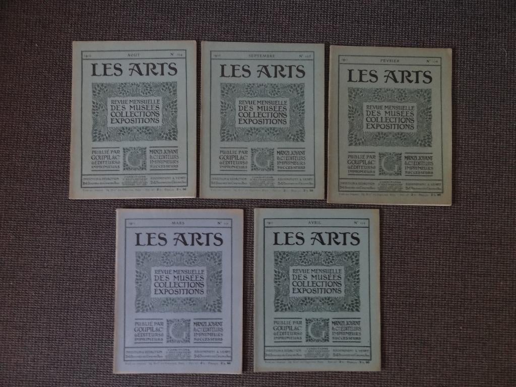 5 x Les Arts nr 104,105,110,111 en 112 van 1910 en 1911,, Verzenden, Gelezen, Schilder- en Tekenkunst