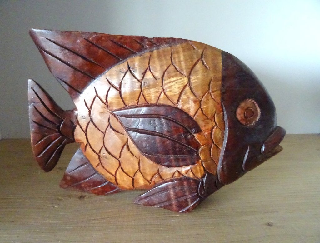 Sculpture en bois exotique, Sénégal: poisson, Afrique, Bois, Enlèvement ou Envoi, Brun