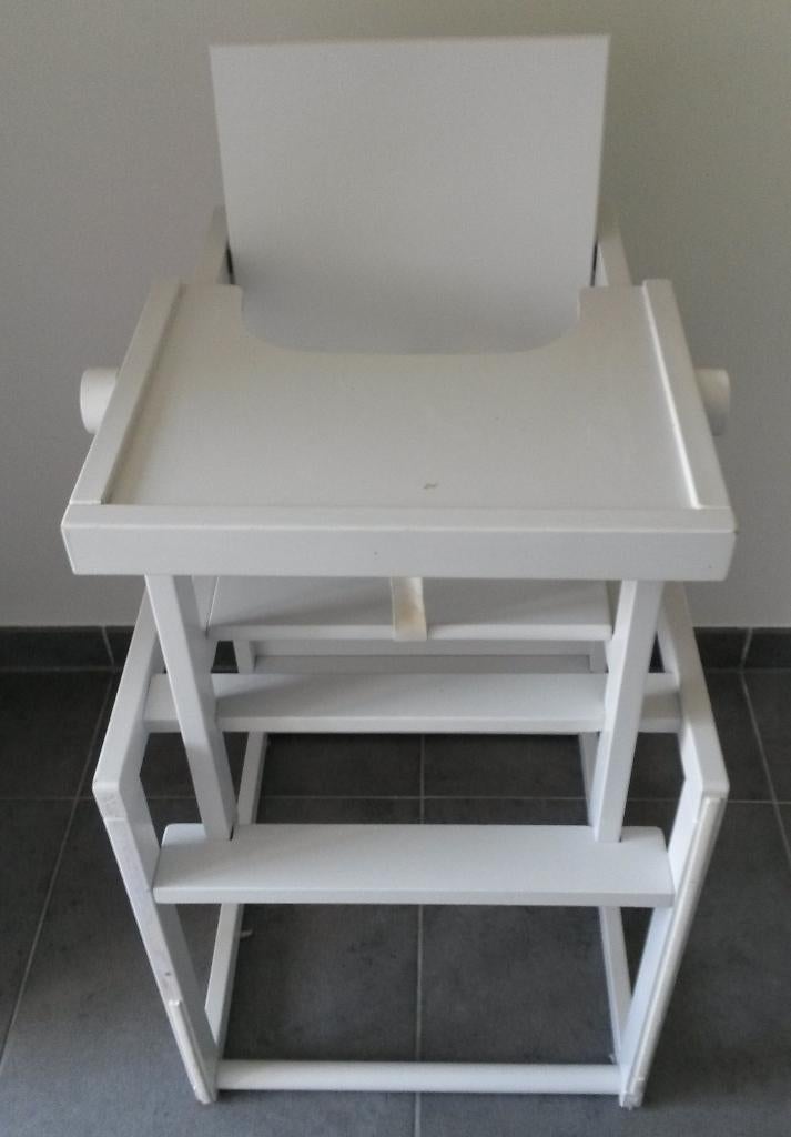 Houten kinderstoel lichtgrijs / POTK, Ophalen, Gebruikt, Overige typen, Aanschuifbaar