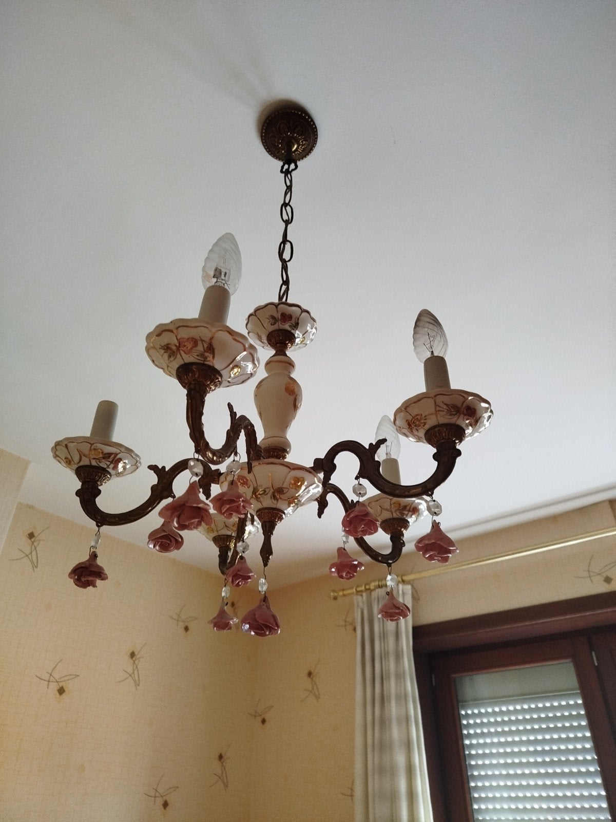 luster vintage, porselein messing-koper, Ophalen