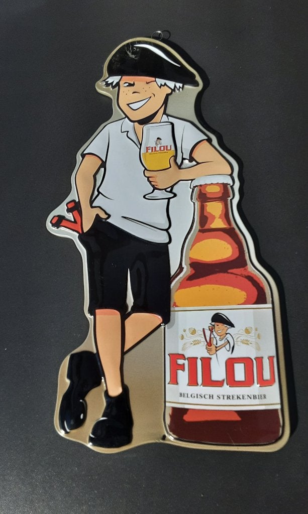 Bier Filou, très bonne plaque en aluminium, Enlèvement ou Envoi, Comme neuf, Panneau, Plaque ou Plaquette publicitaire, Autres marques