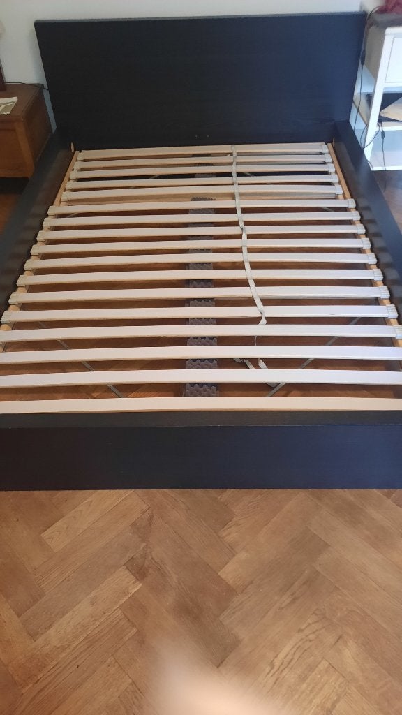 lit Malm noir brun 140, Enlèvement, Utilisé, Noir