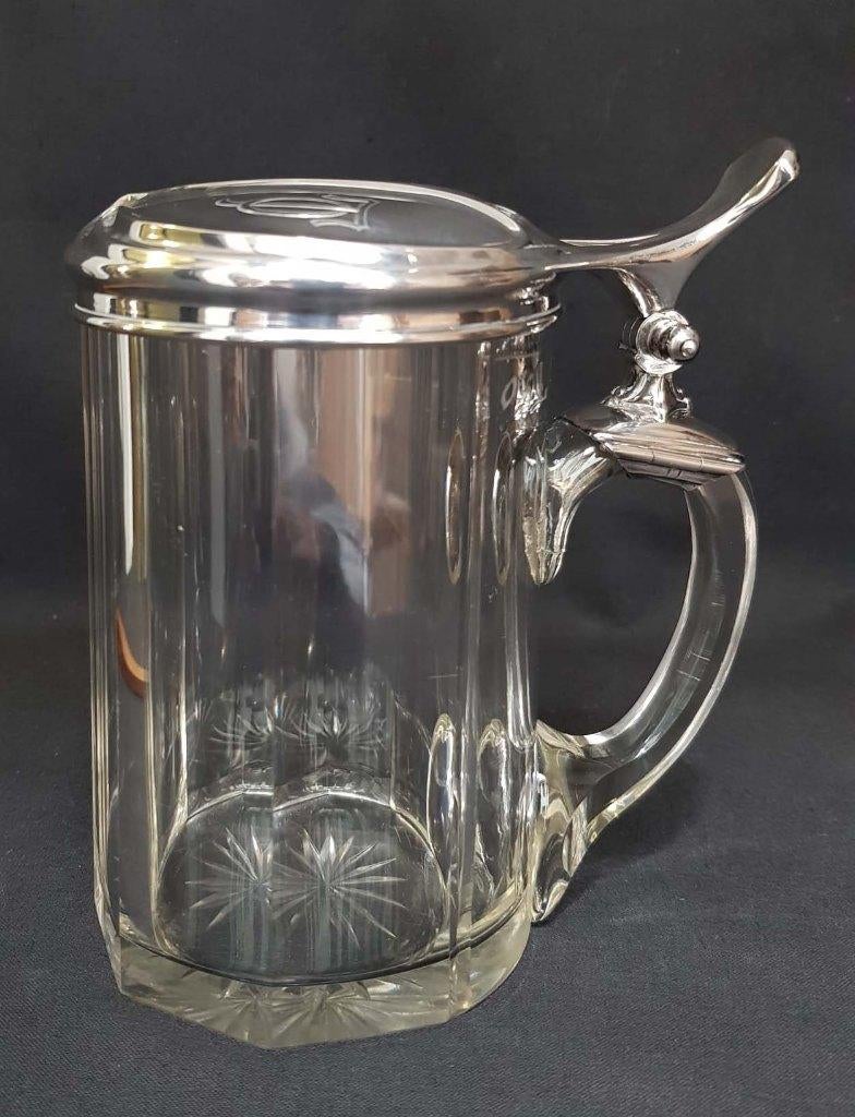 Chope à bière Art Nouveau - Julius Herz - Argent, Enlèvement ou Envoi, Argent