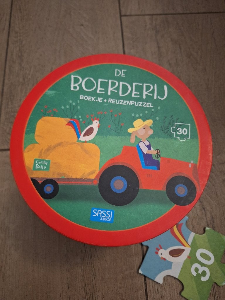 Reuzenpuzzel boerderij  30stukjes met boekje, Ophalen, 10 tot 50 stukjes, Gebruikt, 6 maanden tot 2 jaar