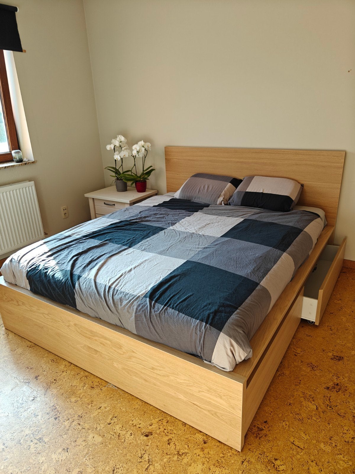 IKEA MALM bed 160x200 cm met 2 opberglades, Huis en Inrichting, Slaapkamer | Bedden, Ophalen, Bruin, Tweepersoons, Zo goed als nieuw