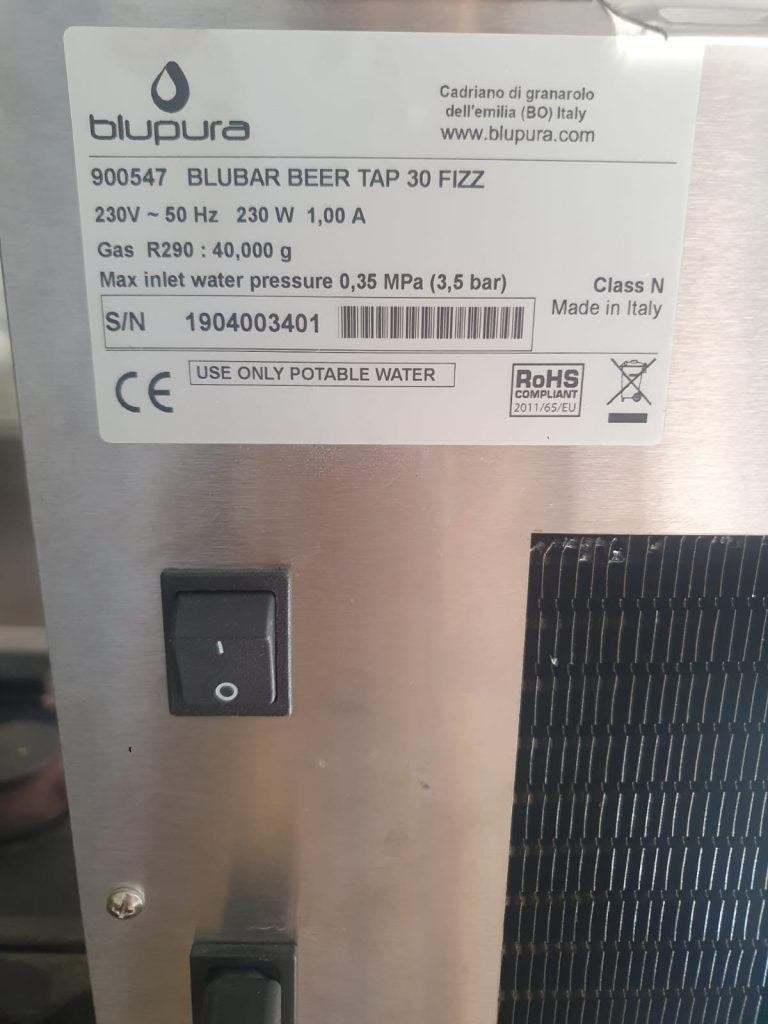 Blupura Blubar Beer Tap waterdispenser plat & bruis, Ophalen of Verzenden, Gebruikt, Koelen en Vriezen
