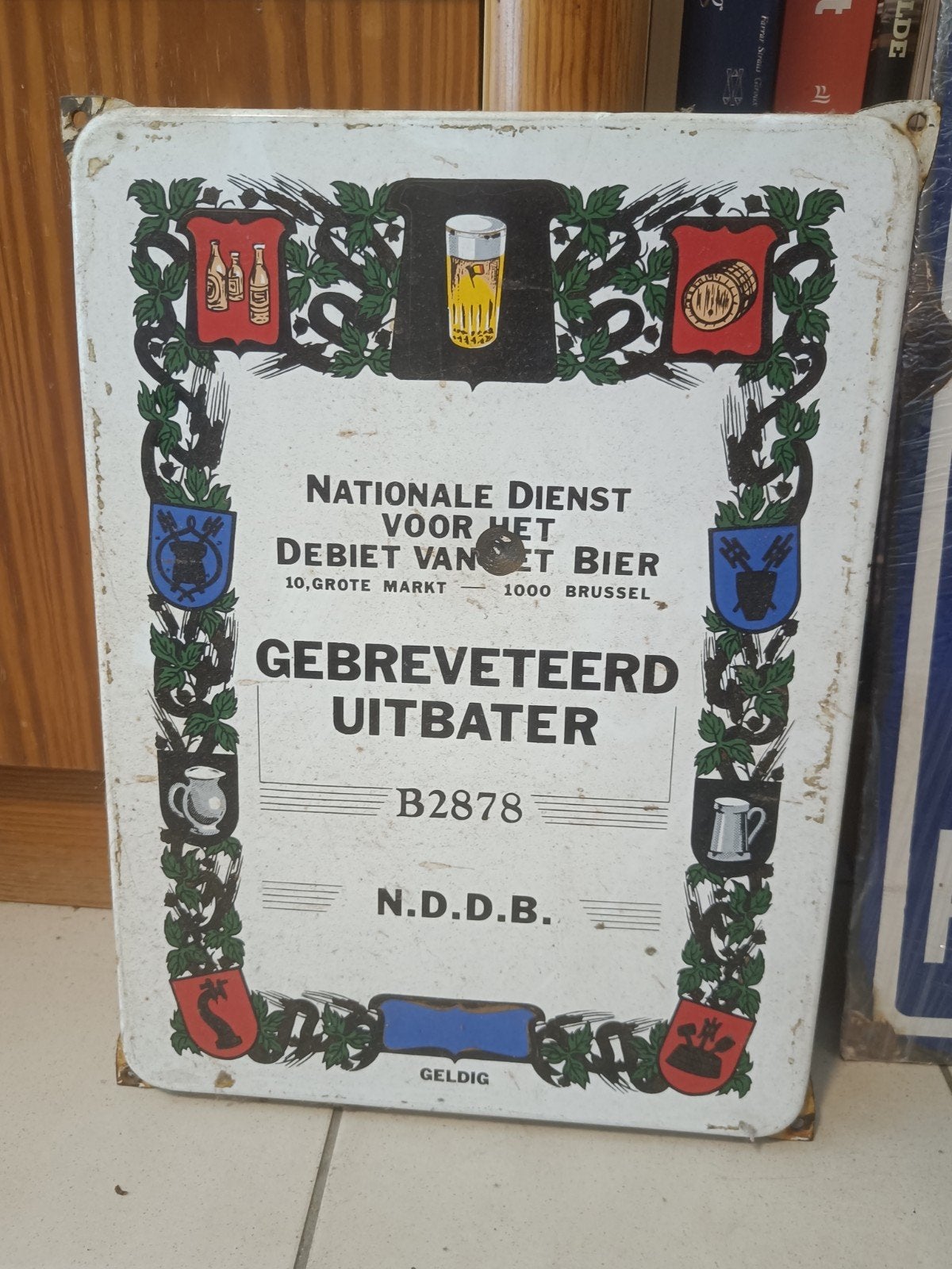 Emaille aankondigingsplakkaat, Ophalen, Emaille