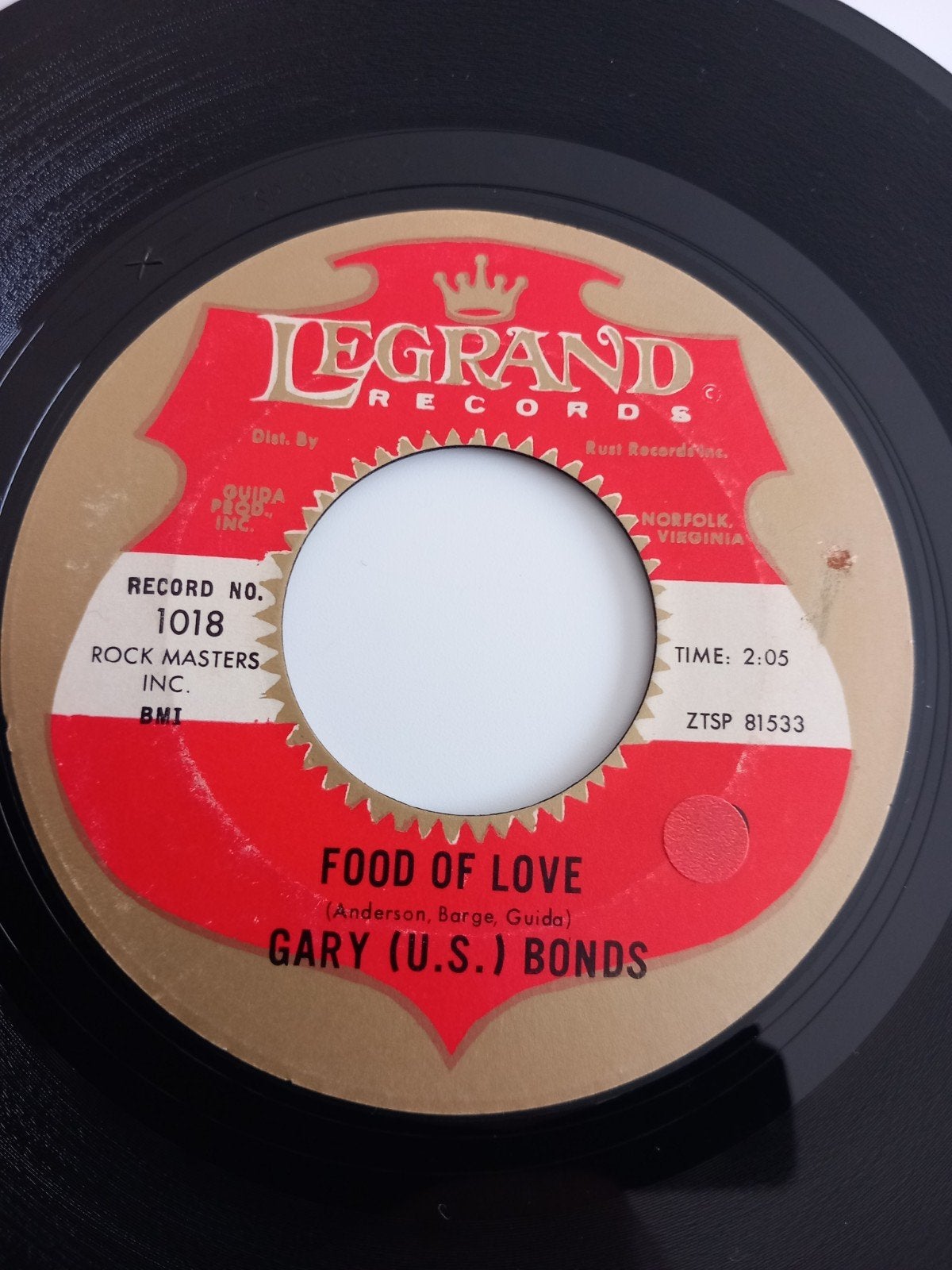 GARY (US) BONDS  FOOD OF LOVE. POPCORN SOUL US 45T, Ophalen of Verzenden