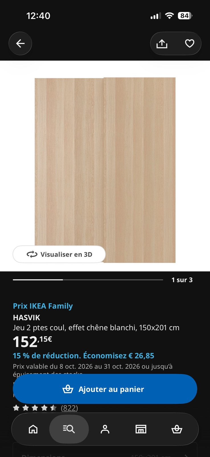 Porte garde robe pax, Maison & Meubles, Neuf, Enlèvement, Chêne, 200 cm ou plus