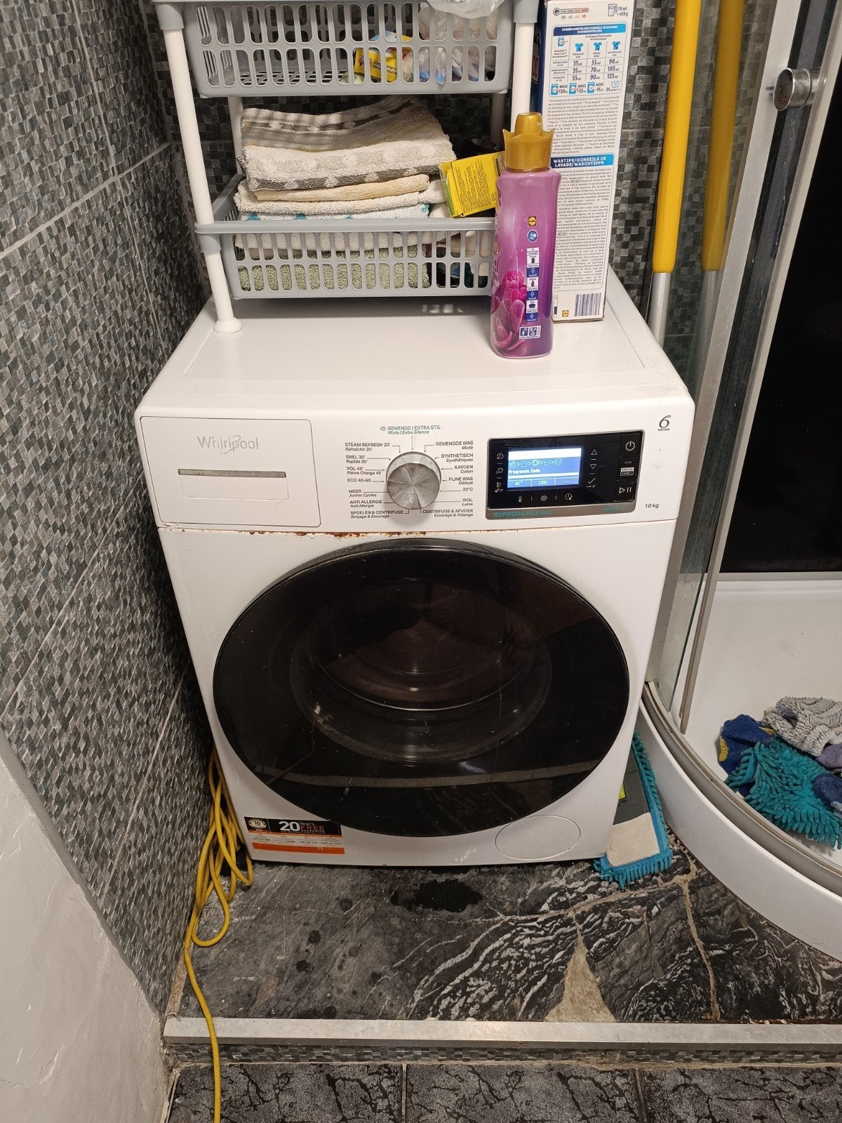 whirlpool 10kg wasmachine, 10 kg of meer, Ophalen, Gebruikt, 85 tot 90 cm