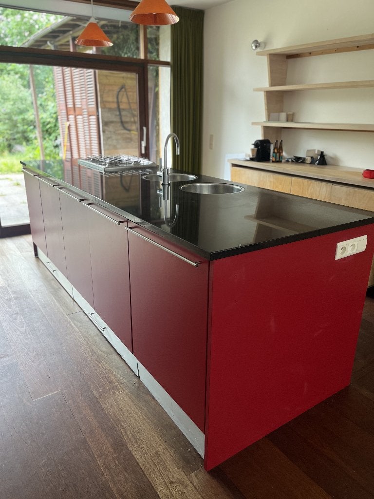 Keuken met zwart granieten werkblad + toestellen, Ophalen, Gebruikt, Overige typen, Graniet of Steen