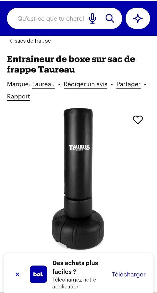 Sac de boxe ou de frappe sur pied Taurus Boxing Trainer, Enlèvement, Comme neuf, Sac de boxe