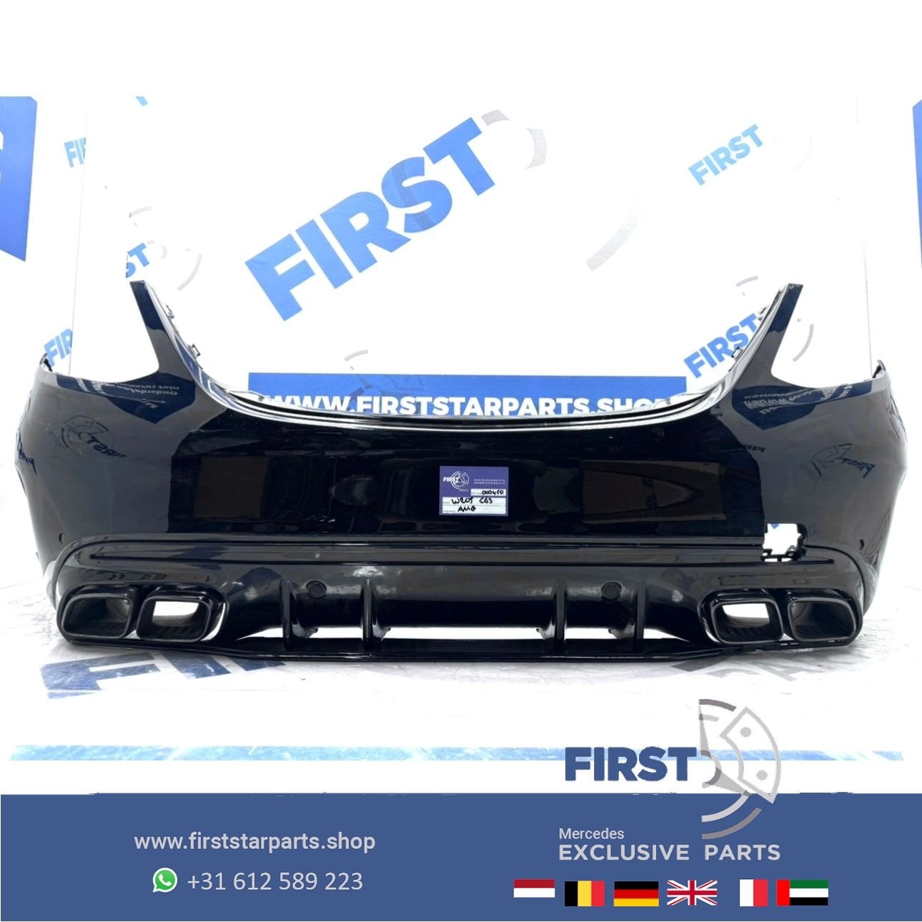 W205 BUMPER C63 AMG ACHTERBUMPER + UITLAATSIERSTUKKEN SET A2, Arrière, Utilisé, -, -