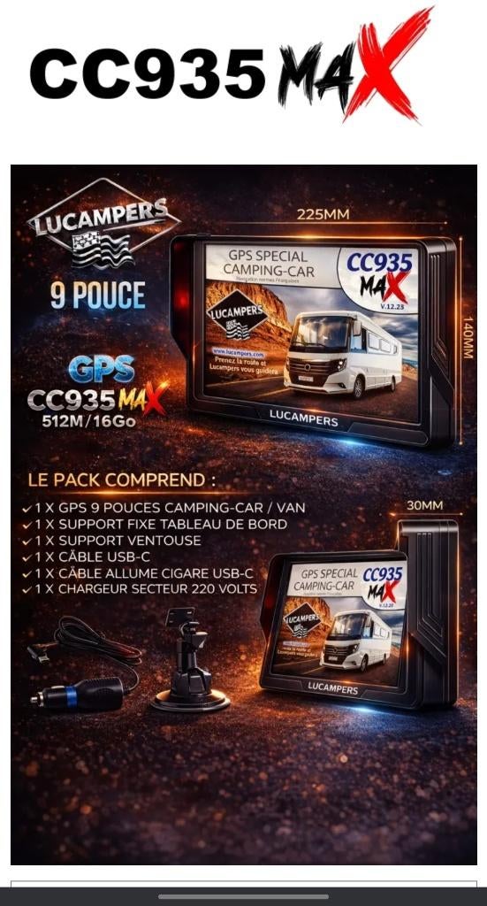GPS CAMPING-CAR 9 POUCES MODEL CC935Max GPS, Caravanes & Camping, Camping-car Accessoires, Enlèvement