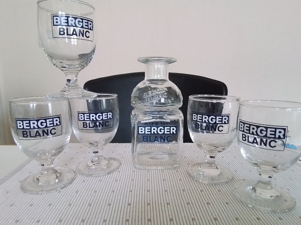 WHITE SHEPHERD PITCHER+ 5 PASTIS NO RICARD-GLAZEN, Verzamelen, Ophalen, Nieuw, Overige typen