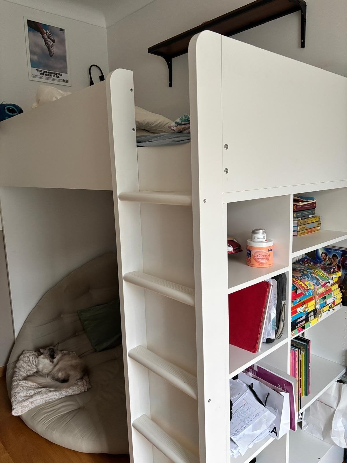 Lit mezzanine IKEA STUVA blanc avec bibliothèque, 90 cm, Enlèvement, 200 cm, 160 à 180 cm