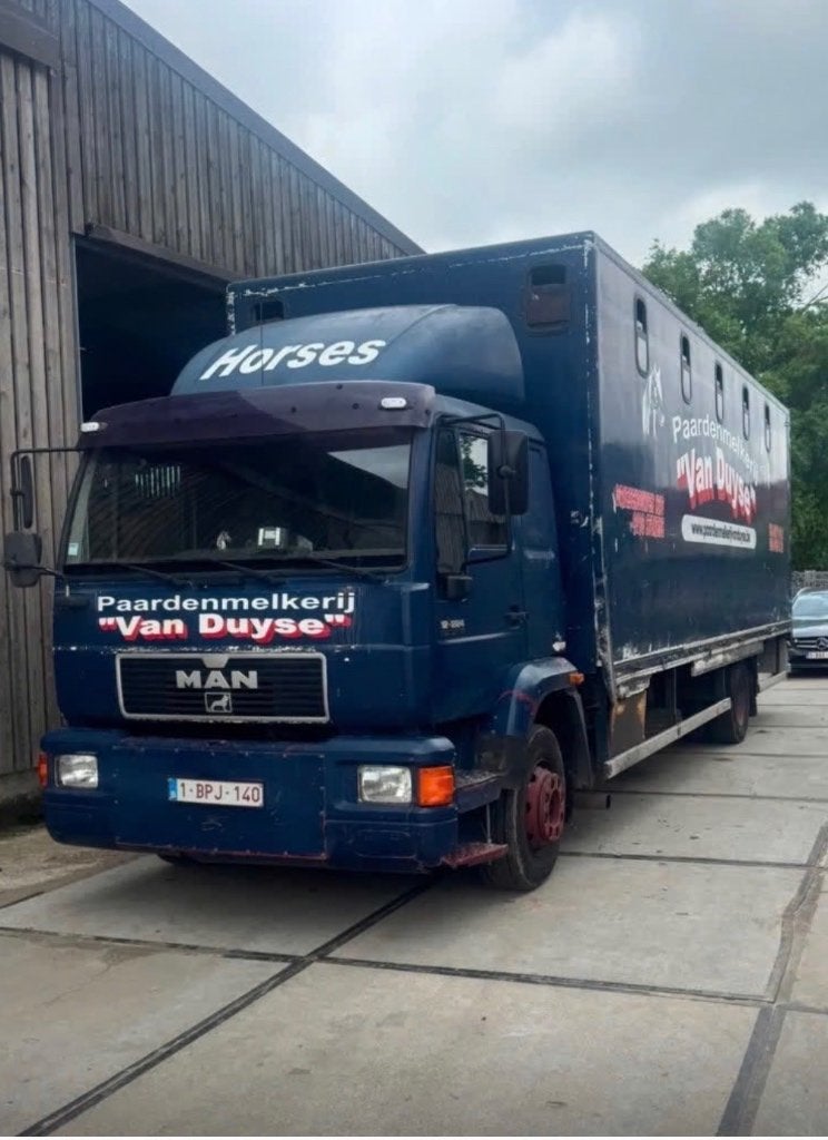 Paardenvrachtwagen MAN 12-224, Auto's, Vrachtwagens, Particulier, MAN, Diesel, Euro 1, 2 deurs, Handgeschakeld, Blauw, Grijs, Stof