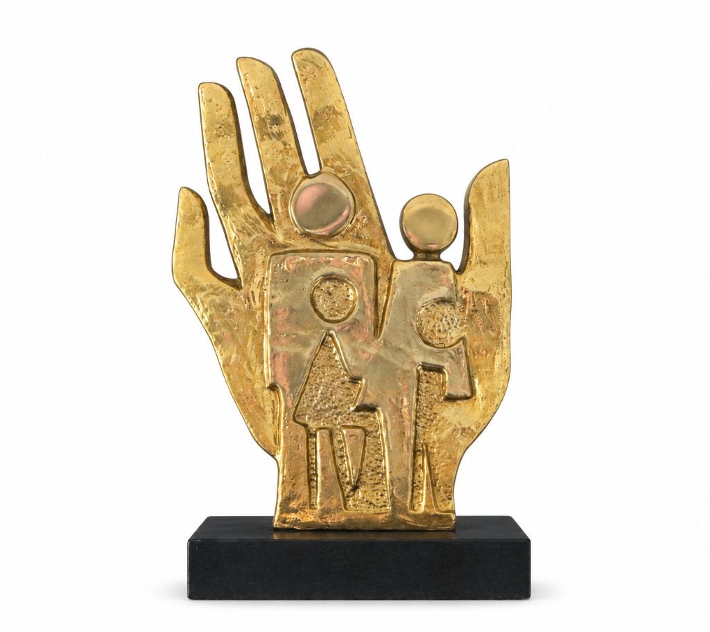 Heavy Brutalist statue - Gestileerd bronzen beeld ca.1980, Antiquités & Art, Enlèvement ou Envoi
