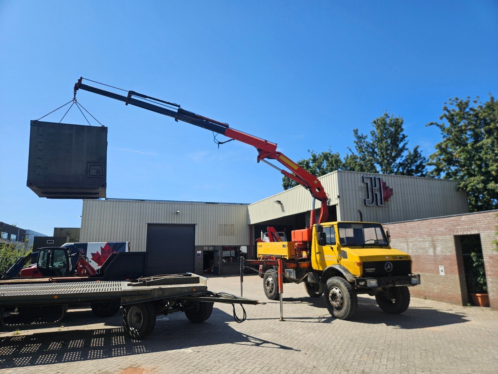 unimog 1700 435 met palfinger kraan, Zakelijke goederen, Ophalen, Gebruikt, Meer dan 160 Pk, Overige merken