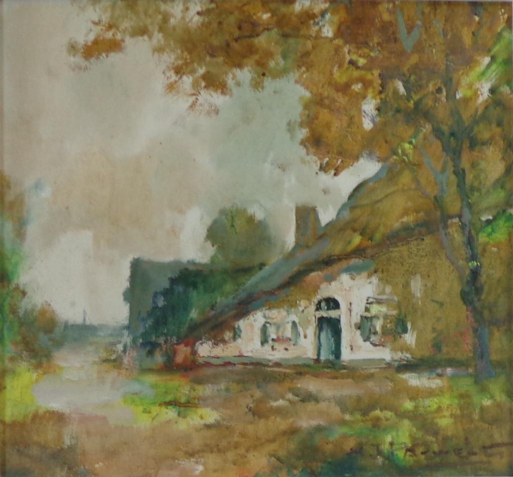 HENRI-JOSEPH PAUWELS / HOEVEZICHT / OLIEVERF / 56x59cm KADER, Ophalen of Verzenden