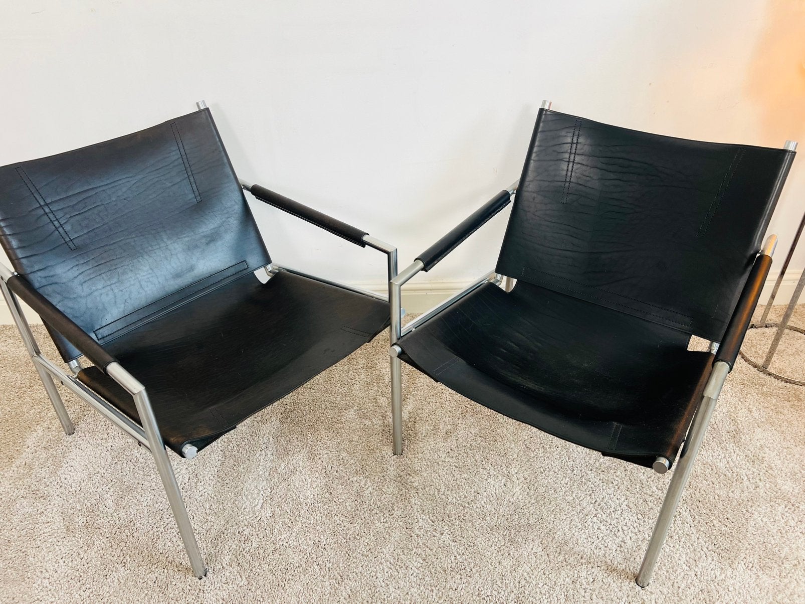 2 leder Fauteuils Martin Visser SZ02 (‘t Spectrum), Huis en Inrichting, Ophalen, Gebruikt, Leer, Vintage