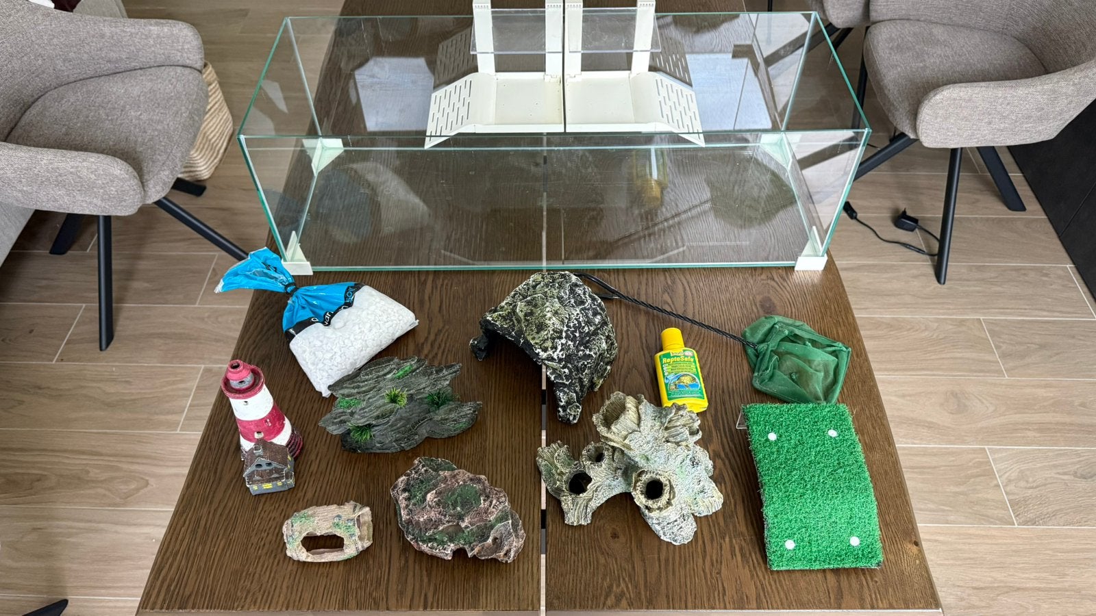 Schildpaddenaquarium 79 cm – Complete set met accessoires, Enlèvement, Comme neuf, Terrarium ou Paludarium