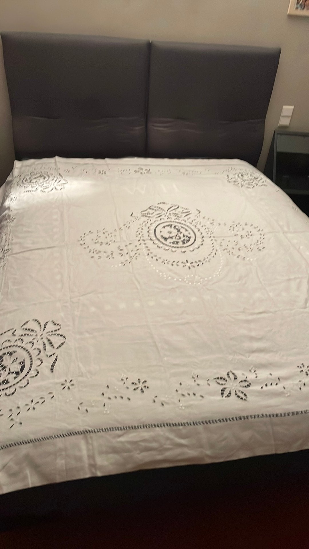 Bedsprei, Gebruikt, Wit, Vintage, Ophalen of Verzenden