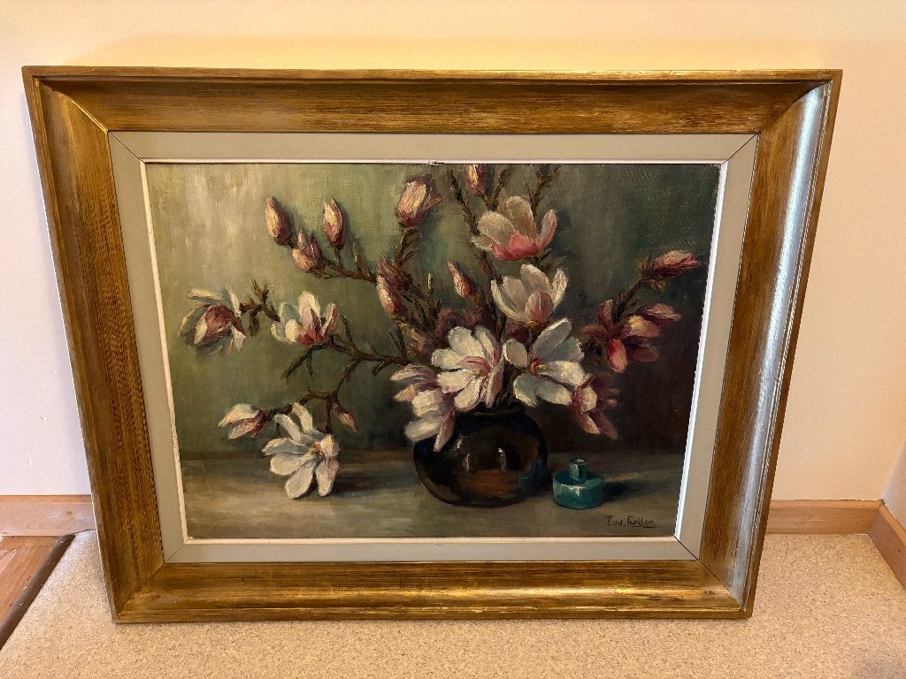 Authentiek Schilderij Stilleven, Ophalen, Doek, Olieverf, Klassiek