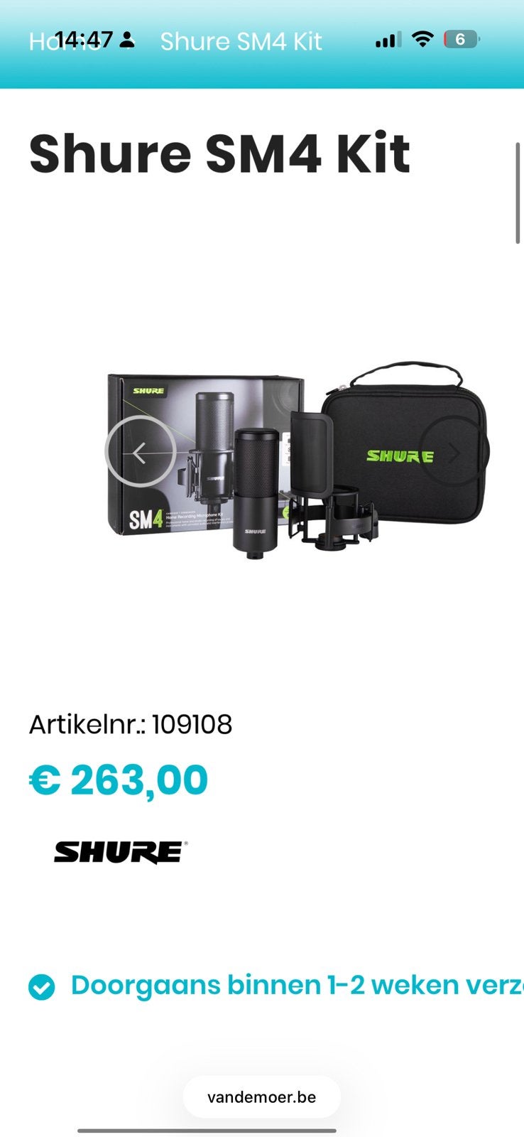 Shure SM4 Kit complet in nieuwstaat, Ophalen, Zo goed als nieuw