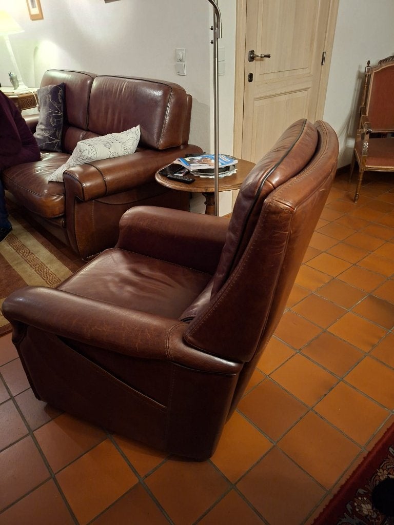 Salon, Ophalen, Gebruikt, Leer, Bordeaux leder