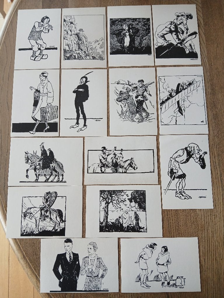 RARE Lot 15 Cartes Postales HERGÉ Dessins Jeunesse Scoutisme, Enlèvement